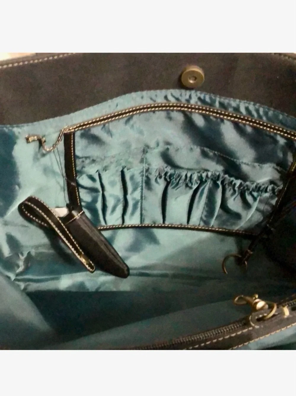 Classic Black Tote Bag with Top  Stitching
